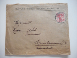 ENVELOPPE ALSACE, GUEBWILLER, FILATURE FREIHOF 1906 POUR MULHOUSE  COMMERCIALE - Collections (sans Albums)