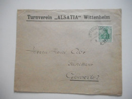 ENVELOPPE ALSACE, WITTENHEIM TURNVEREIN ALSATIA 1908 POUR GUEBWILLER  COMMERCIALE - Collections (sans Albums)