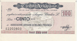 MINIASSEGNO CREDITO ARTIGIANO ASS ARTIGIANI MILANO L.100 QFDS (YM681 - [10] Assegni E Miniassegni