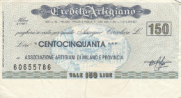 MINIASSEGNO CREDITO ARTIGIANO ASS ARTIGIANI MILANO L.150 CIRCOLATO (YM794 - [10] Assegni E Miniassegni