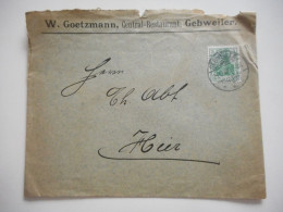 ENVELOPPE ALSACE, GUEBWILLER  RESTAURANT CENTRAL W. GOETZMANN 1907  COMMERCIALE - Collections (sans Albums)