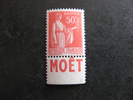 TB N° 283h, Neuf XX. Avec PUB Inférieure " MOET ". - Unused Stamps