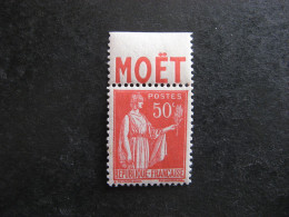 TB N° 283a, Neuf XX. Avec PUB Supérieure " MOET ". - Unused Stamps