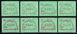 Hongkong 1987 - Mi-Nr. ATM 2 ** - MNH - Automat 01 & 02 - Je 4 Wertstufen - Hase - Distributors