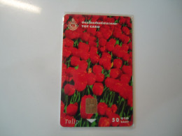 THAILAND USED CARDS TOT CHIPS PLANTS FLOWERS TULIPS - Bloemen