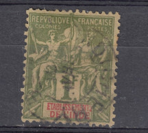 India - French Establishments, 1892 - Allegory - 1 Fr. Olive, Used (e-168) - Usados