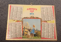 CALENDRIER 1968 POSTES PTT VIENNE Illustration Jeune Fille Blonde Et Son Chien Colley Style Lassie - Grossformat : 1961-70