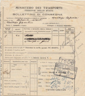 BOLLETTINO DI CONSEGNA FERRROVIE 1949 PORTO S.GIORGIO (XF661 - Europa