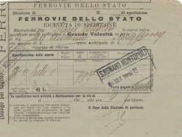 RICEVUTA SPEDIZIONE FERROVIE 1916 (XF482 - Europa