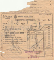 BIGLIETTO FERROVIE SPECIALE DA LIVORNO 1919 Cattivo Stato (XF446 - Europa