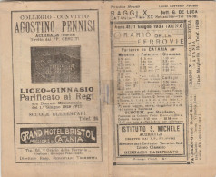 ORARIO DELLE FERROVIE 1933 CATANIA MESSINA PALERMO SIRACUSA (XF391 - Europa