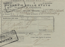 RICEVUTA SPEDIZIONE TRENO 1919 (XF372 - Europe
