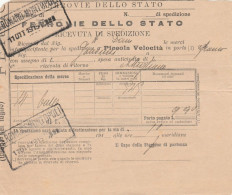 RICEVUTA SPEDIZIONE TRENO 1915 PICCOLA VELOCITA (XF336 - Europe