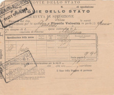 RICEVUTA SPEDIZIONE TRENO 1915 PICCOLA VELOCITA (XF336 - Europa