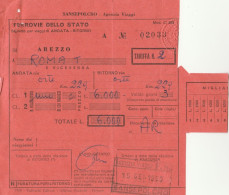 BIGLIETTO TRENO 1953 AREZZO ROMA  (XF233 - Europa