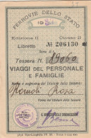 TESSERA VIAGGI DEL PERSONALE FERROVIE 1937 (XF156 - Europa