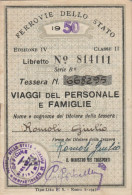 TESSERA VIAGGI DEL PERSONALE FERROVIE 1950 (XF155 - Europa