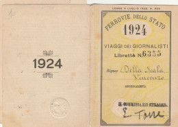 TESSERA 1924 VIAGGI PER GIORNALISTI (XF98 - Europa