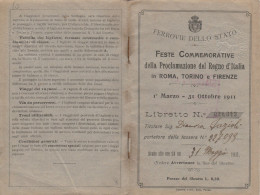 LIBRETTO FERROVIE STATO 1911 FESTE COMMEMORATIVE  (XF93 - Europa