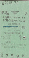 BIGLIETTO FERROVIE EDMONDSON 1970 ROMA BOLOGNA 1 CL (XF785 - Europa