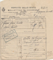 BOLLETTINO DI CONSEGNA FERRROVIE 1922 AULLA (XF740 - Europa