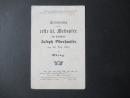 Andachtsbild Erinnerung An Das Erste Heilige Meßopfer Des Priesters Joseph Oberhaufer Am 20.7.1902 In Obing - Angeli