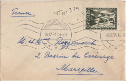 SUEDE YT N°379 SEUL SUR LETTRE OBLITERE POUR LA FRANCE VIGNETTE - Storia Postale