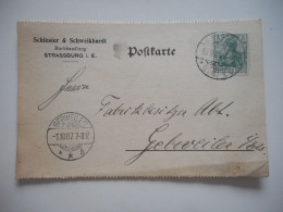 ALSACE, POSTKARTE 1907  STRASBOURG  SCHLESIER ET SCHWEIKHARDT BUCHBANDLUNG  POUR GUEBWILLER - Collections (sans Albums)