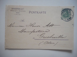 ALSACE, POSTKARTE 1912   PFASTATT SCHLOSS  SCHAEFFER  POUR GUEBVILLER - Collections (sans Albums)