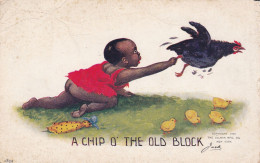 A CHIP OF THE O The Old BLOCK  1906 THE ULLMAN MFG. CO. NEW YORK 1852 Jack Enfant Nu Poule Coq 1906 - Cartes Humoristiques