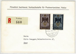 Liechtenstein 1956, Brief Einschreiben Vaduz - Chur, Souveränes Liechtenstein - Lettres & Documents