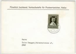 Liechtenstein 1956, Brief Vaduz - Chur, Liechtensteinische Briefmarken-Ausstellung - Brieven En Documenten