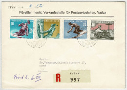 Liechtenstein 1955, Brief Einschreiben Vaduz - Chur, Sport - Storia Postale