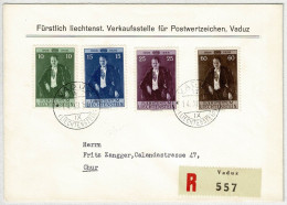 Liechtenstein 1956, Brief Einschreiben Vaduz - Chur, Geburtstag Fürst Franz Josef - Storia Postale