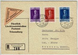 Liechtenstein 1933, Nachnahme Ersttag Triesenberg - Samaden, Geburtstag Fürst Franz - Cartas & Documentos