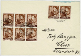 Liechtenstein 1938, Brief Vaduz - Chur, Mehrfachfrankatur Ruine Schalun - Cartas & Documentos