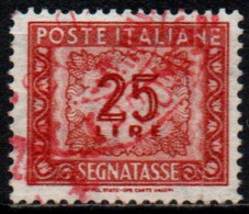 # 1955 Italia Repubblica Segnatasse 25 Lire Usato Filigrana Stelle 4° Tipo - Postage Due