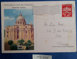 INTERO POSTALE L.35 VIAGGIATO - ANNI 50 - VATICANO (MY468 - Postal Stationeries