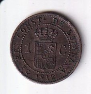 MONEDA DE ESPAÑA DE 1 CENTIMO DEL AÑO 1912 PCV (COIN) ALFONSO XIII - Primi Conii