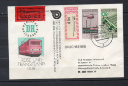 ALLEMAGNE ORIENTALE    N° 2593    SUR ENTIER POSTAL    COTE  ? €    TRAIN HELICOPTERE - Enveloppes - Oblitérées