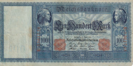 BANCONOTA GERMANIA 100 1910 REICHSBANKONOTE PICCOLO STRAPPO LATERALE VF  (B_317 - 100 Mark