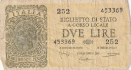 BANCONOTA ITALIA BIGLIETTO STATO 2 F  (B_298 - Italië – 1 Lira