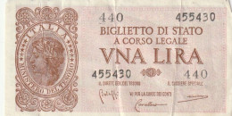 BANCONOTA ITALIA BIGLIETTO STATO 1 VF  (B_288 - Italia – 1 Lira