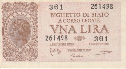 BANCONOTA ITALIA BIGLIETTO STATO 1 UNC  (B_281 - Italia – 1 Lira