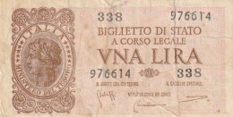 BANCONOTA ITALIA BIGLIETTO STATO 1 VF  (B_291 - Italië – 1 Lira