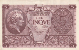 BANCONOTA ITALIA BIGLIETTO STATO 5 AUNC  (B_231 - Italia – 5 Lire