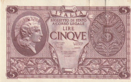 BANCONOTA ITALIA BIGLIETTO STATO 5 AUNC  (B_227 - Italia – 5 Lire