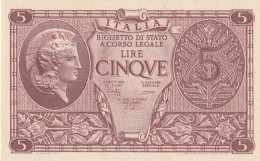 BANCONOTA ITALIA BIGLIETTO STATO 5 UNC  (B_217 - Italia – 5 Lire