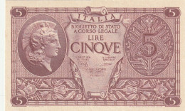 BANCONOTA ITALIA BIGLIETTO STATO 5 UNC  (B_216 - Italia – 5 Lire