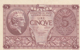 BANCONOTA ITALIA BIGLIETTO STATO 5 UNC  (B_213 - Italia – 5 Lire